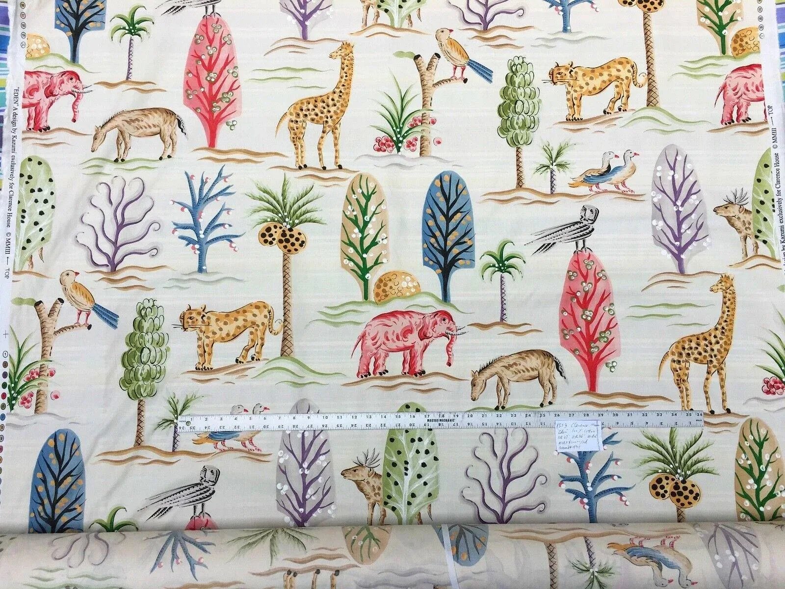 CLARENCE HOUSE EDEN COTTON PRINT TIGER ELEPHANT ZEBRA MSRP$250+/