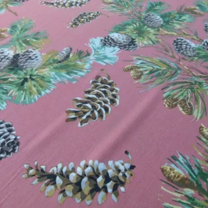 By Yd Scalamandre Evergreen Gw Salmon Pine Cone Hand Printed MSRP USD 441/Y