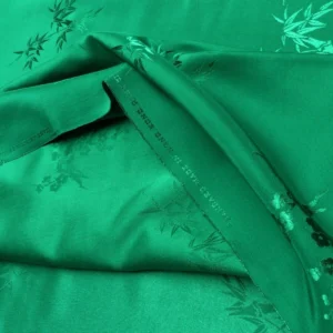 3y X 48" Emerald Green "standard" Made In Hong Kong Bamboo & Winter Plum Silk Brocade By Blakely