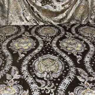 Brunschwig & Fils Octavia Silk Velvet Print Tiger's Eye Black Brown Gold MSRP USD 394/y
