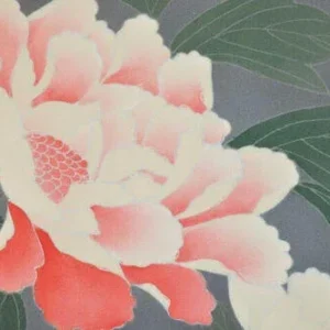 New Silk Tsukesage Bolt Handpainted Red Tree Peony @x25 Z69 12mx36cm (472x14.1" 13y