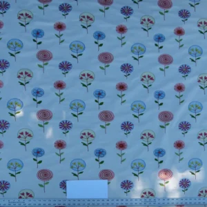 0.94Y Scalamandre Fancy Work Blue/coral On White Modern Flower Power Embroidery MSRP USD 200/yard