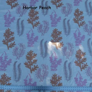 Scalamandre Harbor Peach Seaweeds Ocean Plants Embroidery  Pink White Brown MSRP USD 288