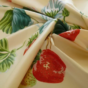 Brunschwig & Fils Strawberry Fayer Print Butter Yellow Pink Red Delicious