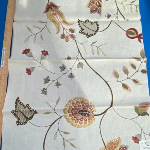 33 Berkbox75 Square Embroidery by Grey Watkins Mangalore Brown on Natural Botanical Foliage MSRP USD 240/Y