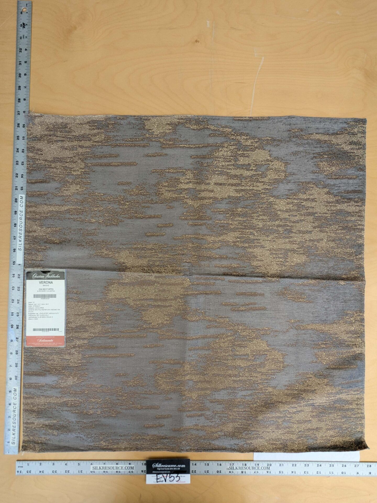 31 EV53 Square Scalamandre Christian Fischbacher Verona Smoke Gray Brown Abstract MSRP USD 400+/y